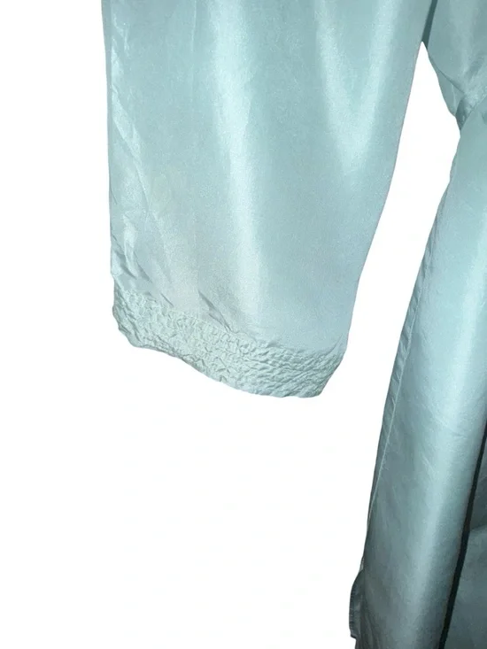 Victoria's Secret Silk Light blue nightgown, flower rhinestones, plunging V-Neck - Picture 7 of 8